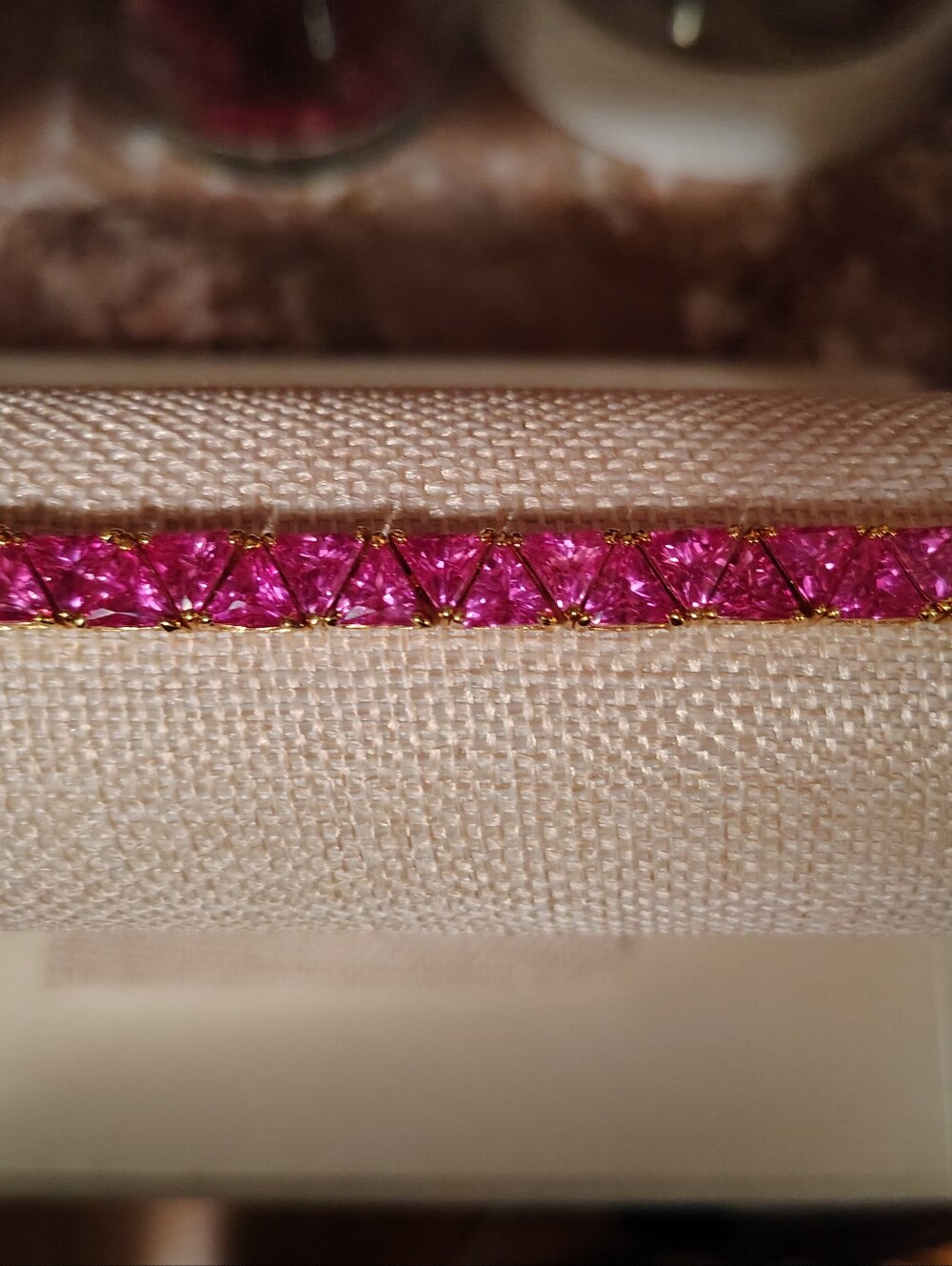 Suzanne Somers 7.5" Hot Pink Trillion CZ 925 Bracelet.